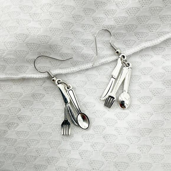 Kitchen Utensil Set Dangle Earrings, Cooking Earrings, Baker Earrings - Picture 1 of 2